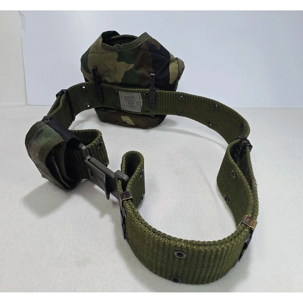 US Military Army Web Belt Canteen Pouch Additional Alice Clips Camoflauge